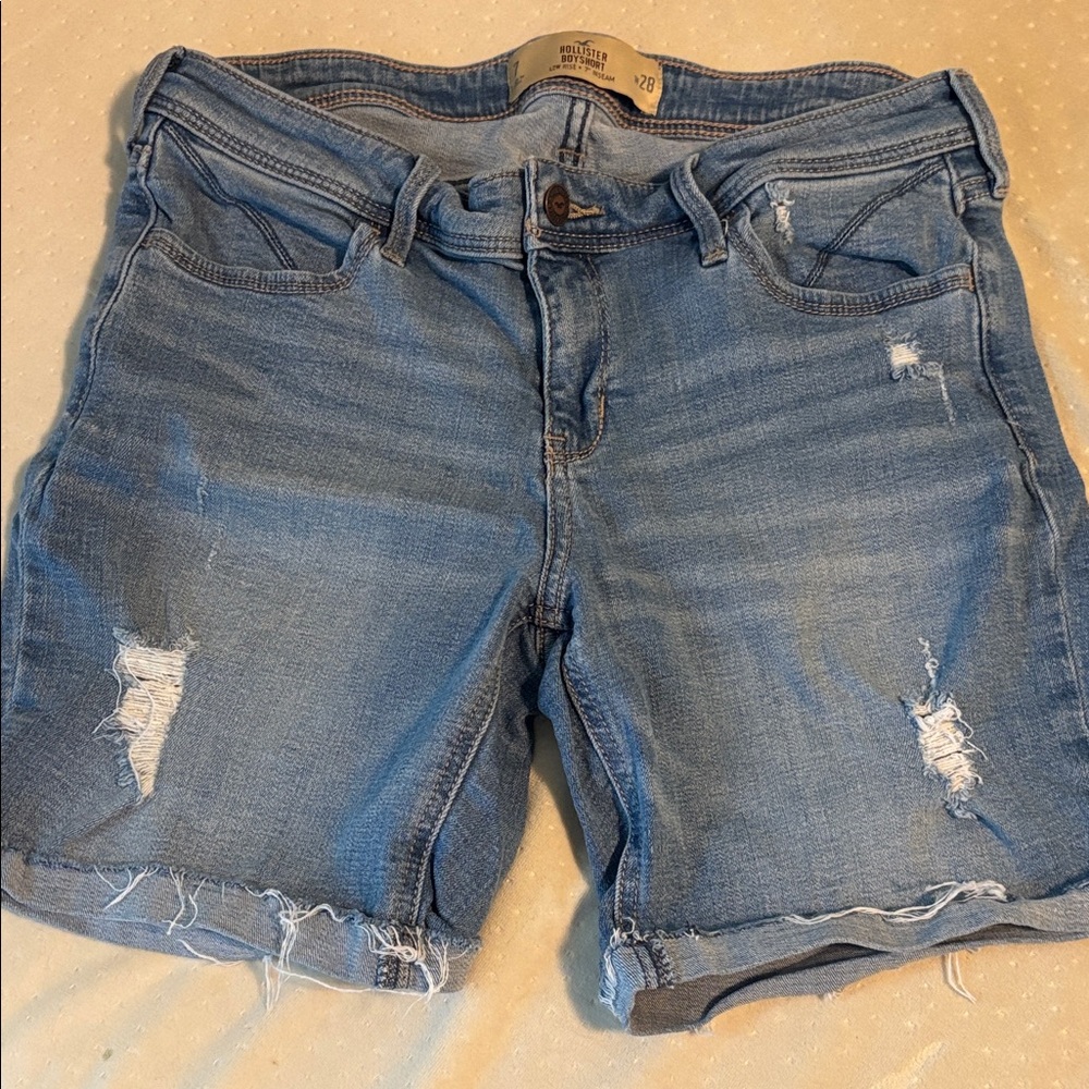 Hollister Light Blue Distressed Jean Shorts